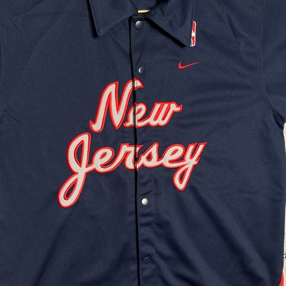 New Jersey Nets Nike Warm Up Jacket YOUTH Large Vintage Throwback Embroidered - Picture 4 of 8